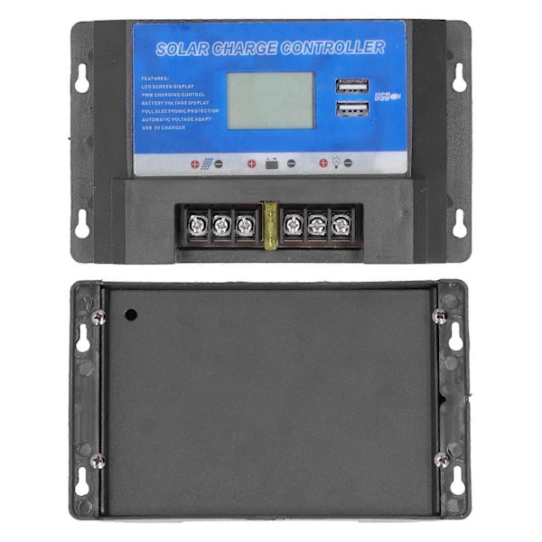Solarladdningsregulator LCD-display Dubbelt USB-gränssnitt Tålig Solpanel PV-regulator 20A