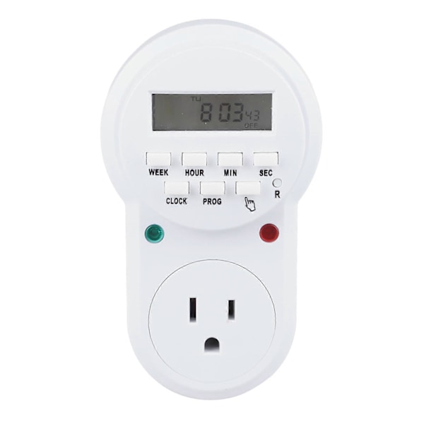 Timer Stikkontakt 7 Dages Programmerbar Digital Timer Stik i Lys Timer Kontakt med 3 Ben Stikkontakt til Apparat