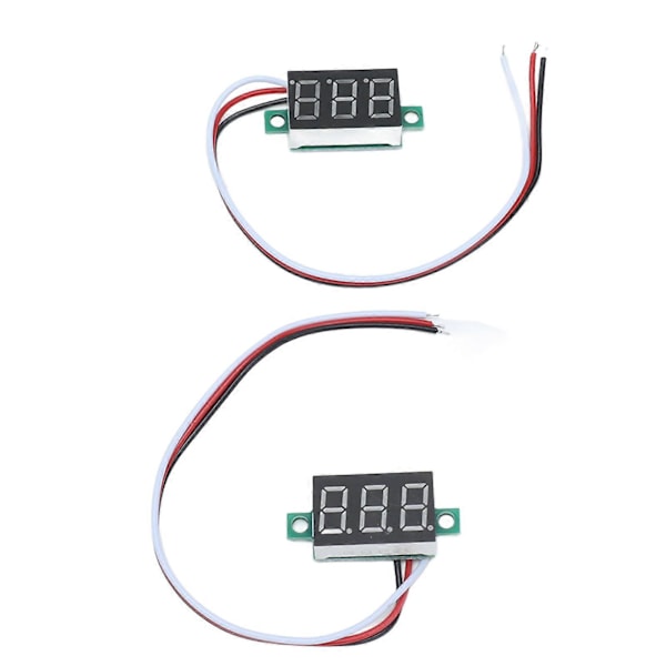 2 st Mini Digital Voltmeter 3 Trådar DC Spänningstestare 0.36in LED 0.00V?30.0V Omvänd Polaritetsskydd