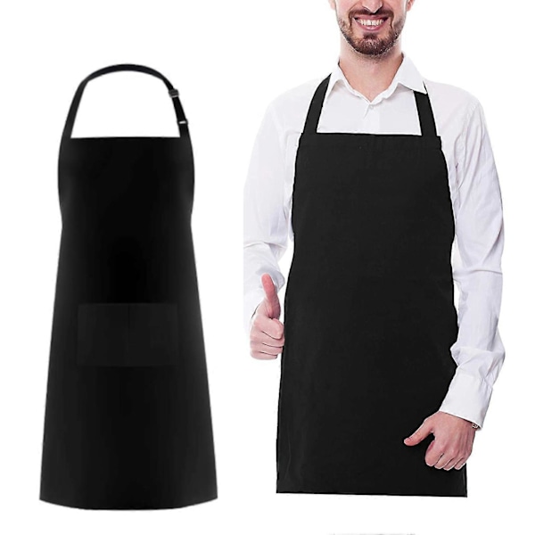Kockförkläde Enfärgat Vattentätt Polyester Bomull Hängande Halsförkläde för Restaurang Atrovirens