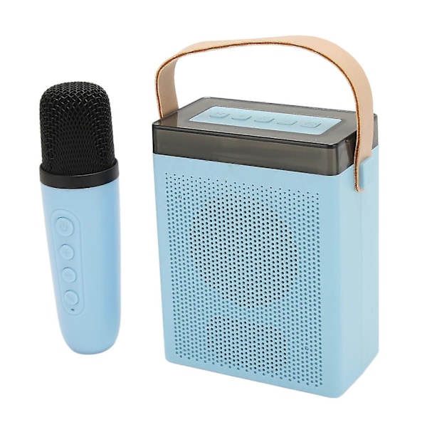 Karaokemaskin Multifunksjon RGB-belysning Bærbar Bluetooth-høyttaler med 2 trådløse mikrofoner for voksne og barn Blå