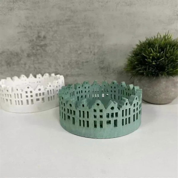 Ny Hul Hus Lysestake Silikonform Hus Lysdekorasjon Form DIY Betong Resin Lagemold