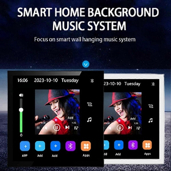 4 Tommers Andriod 10 Eshare WiFi Bluetooth Berørings Hjemmekino Digital Stereo Lyd Musikk Veggforsterker Svart