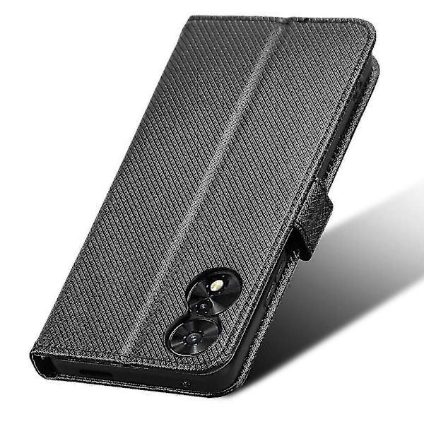 Til TCL 505 T509K T5094 Etui Diamanttekstur PU Læder Kort Slots Stativ Telefon Cover Black