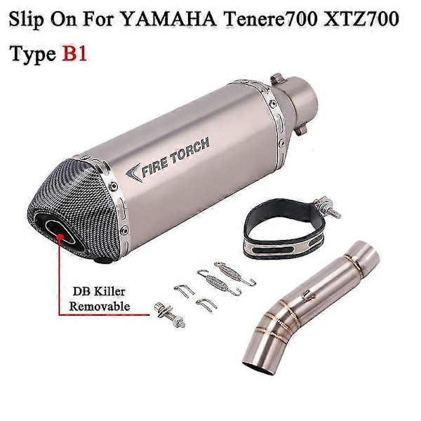 För Yamaha Tenere700 Tenere 700 Xtz700 2019-2022 Motorcykel Avgassystem Modifiera Mellanrör Moto Ljuddämpare Db Killer Type B1