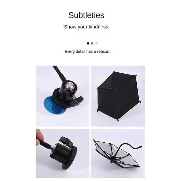 Magnetisk Telefon Paraply til Sol Udendørs Telefon Solskærm Beskyttelse Multi-Vinkel Mini Paraply Universal Sort