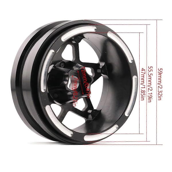 4 st Kolfiber 1.9 tum Beadlock Fälg Hjulnav för 1/10 RC Crawler Bil Axial SCX10 TRX4 E