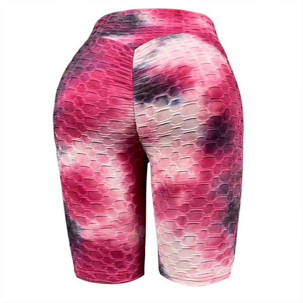 Tflycq Mode Kvinnor Korta Flerfärgade Tajta Hög Midja Elastiska Sport Yoga Byxor Red M
