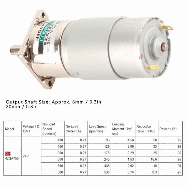 DC-vaihdemoottori Mini Nopeuden Alennus CW CCW Pysyvä Magneetti Automatisoitu Teollisuus 24V XD?42GA755 150rpm/min