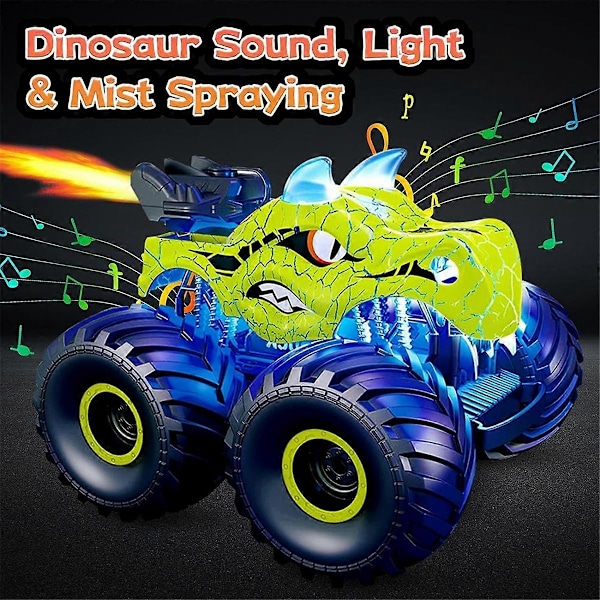 Kauko-ohjattava dinosaurusauto lapsille, 2.4GHz RC-kuorma-auto valolla, äänellä, maastokelpoinen ladattava RC-auto punainen