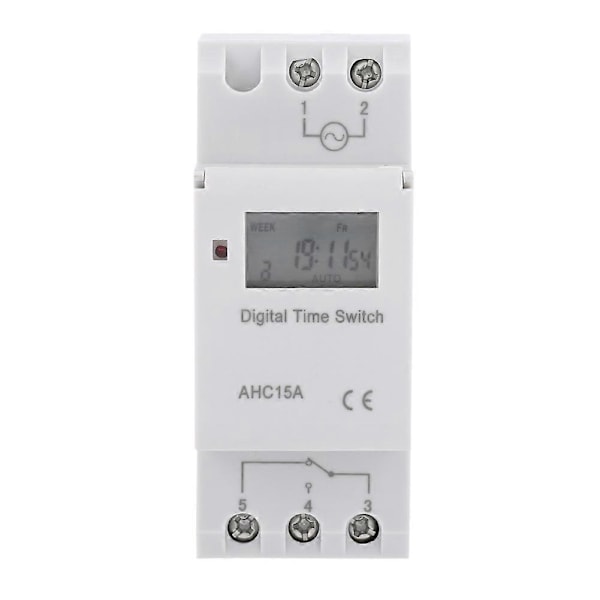 LCD Display Ukentlig Programmerbar Elektronisk Relé Timer 16 PÅ og AV Timer (AC/DC12V)
