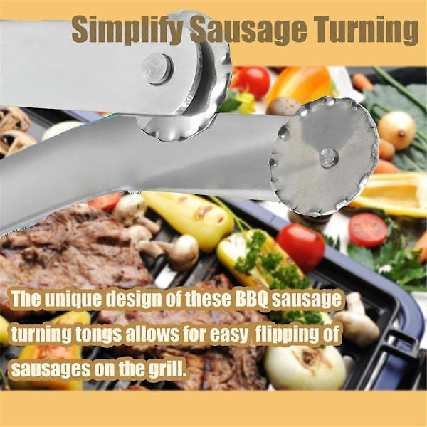 BBQ Pølse Vendetang, BBQ Pølse Grilltang, BBQ Pølse Fylltang, Langt Håndtak Kjøkkentang for Vending C