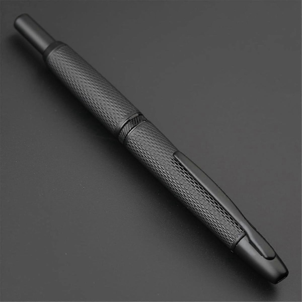 Tryk Retractable Fountain Pen, 0.4MM Ekstra Fin Nib Metal Gitter Blæk Pen med Klips til Skolekontorartikler, Sort