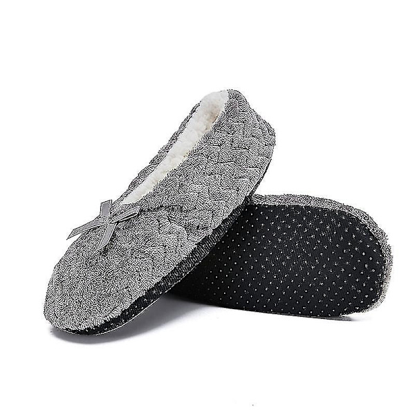Dam Varma Fleece Tofflor Inomhus Vinter Mjuka Bekväma Halkfria Plysch Slip-on Skor Dark Gray 36-38