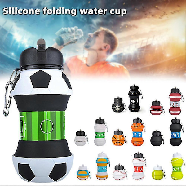 Foldbar Silikone Vandflaske Bærbar Lækagesikker Sportskedel Forsegling Anti-drop Rejsekop Billiard Bottle