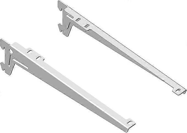 Uppsättning av 2 hyllkonsoler för enkelradigt hyllsystem, vit 28 cm