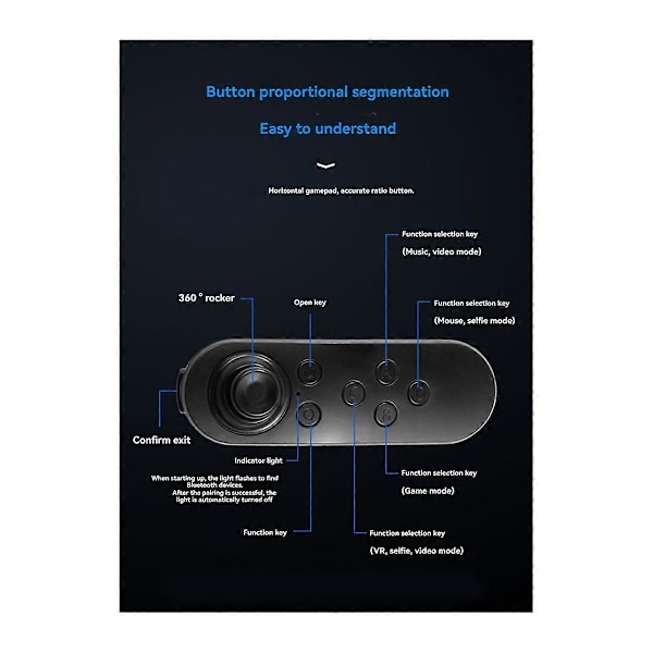 Bluetooth Trådløs VR Fjernkontroll Spillkontroller Joystick Gamepad Somatosensorisk Fjernkontroll Svart