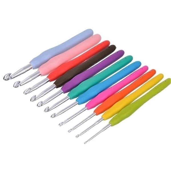 Virknålsset 11 Storlekar 2mm - 8mm Ergonomiskt Virknålsset i Aluminium med Låda Garn Hantverksset Virkning