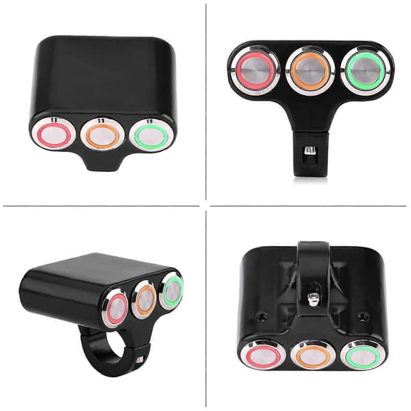 22mm Motorsykkel Styrefeste Bryter Hovedlys Hazard Brems Tåkelys PÅ/AV med LED-lys