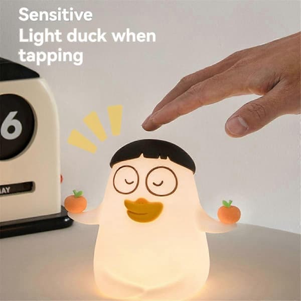 And Pat Pat Lampe USB Sød Bordpynt Silikonelampe Sengelampe med Timer Natlys til Soveværelse A