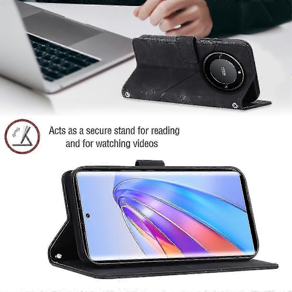 För Honor Magic 5 Lite 5g /x9a 5g/x40 5g Mobilskal Flip Ställ Läder Plånbok Stötsäkert Skydd Black