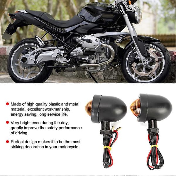 Sort Universal Motorcykel Bullet Blinklys Indikator Lampe