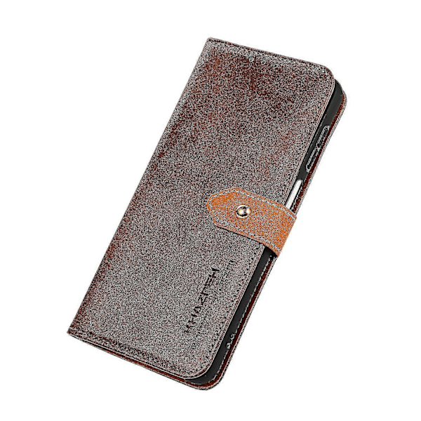 Khazneh Fodral för Honor Magic 5 Lite 5g /x9a 5g / X40 5g Guldknapp PU Läder Kohud Textur Telefonställ Plånboksfodral Brown