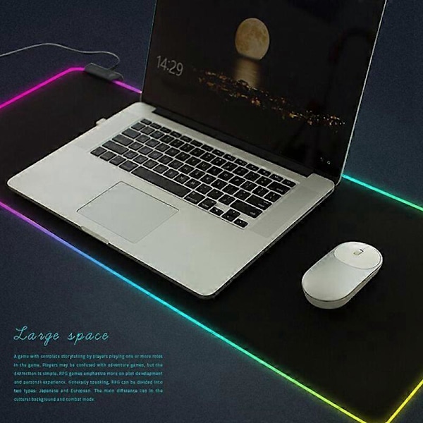 LED Extra Tangentbord Pad Stor Mjuk Gaming Musmatta RGB Ljus Överdimensionerad Lysande 7 Färger Mattor för PC/Laptop, Stor