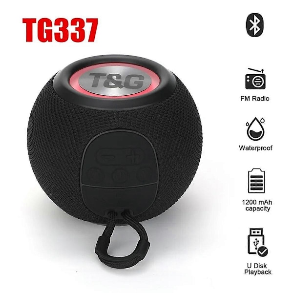 TG337 Bluetooth Högtalare Portabel TWS Trådlös Mini Bas LED Högtalare IPX7 Utomhus Musikspelare Rosa