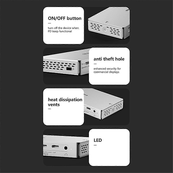 14-in-1 telakointiasema, monitoiminen 4K 60Hz HD-resoluutio, USB 3.2 -siirto 10 Gbps telakointiasema