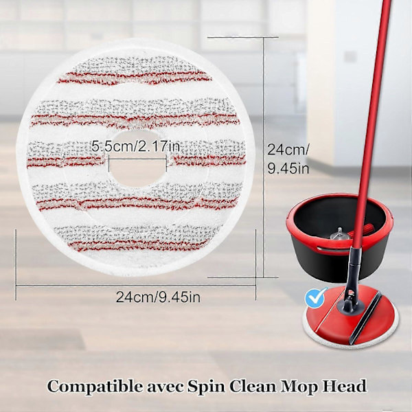 Mikrofibermopprefill for Vileda Spin and Clean mopp, vaskbare og gjenbrukbare erstatningsmopphoder