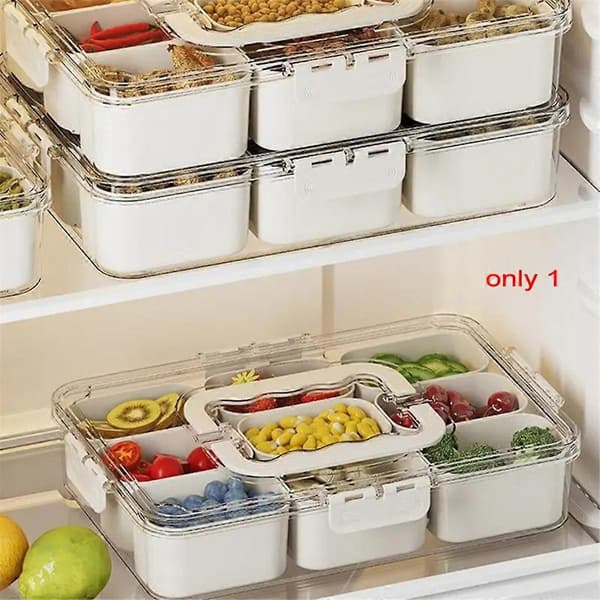 Serveringsbrett med inndelinger Oppbevaringsboks Bærbar Underformat Krydderseparatorboks Friskholdende Snacks Frukt Matboks B