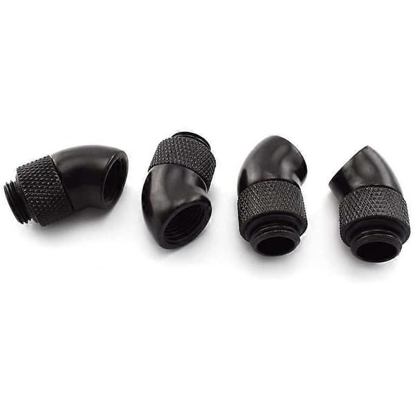 G1/4 Tomme Han til Hun Forlænger Fitting 4-Pak 45 Graders Roterende (4-Sort)