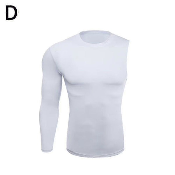 Atletisk T-shirt til mænd med enkelt ærme, kompressionsskjorte til sport Right-white 85-95kg