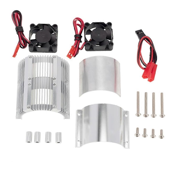 RC Bil 41-43mm Dubbel Fläkt Motor Kylare Kylfläns för Hög Hastighet 1:8 Motor SUMMIT Big S E- ,Silver