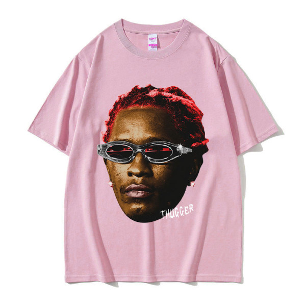 Rappare Young Thug Thugger Röd Vintage Grafisk T-shirt Herr Dam Hip Hop Street Tee Dark grey XL