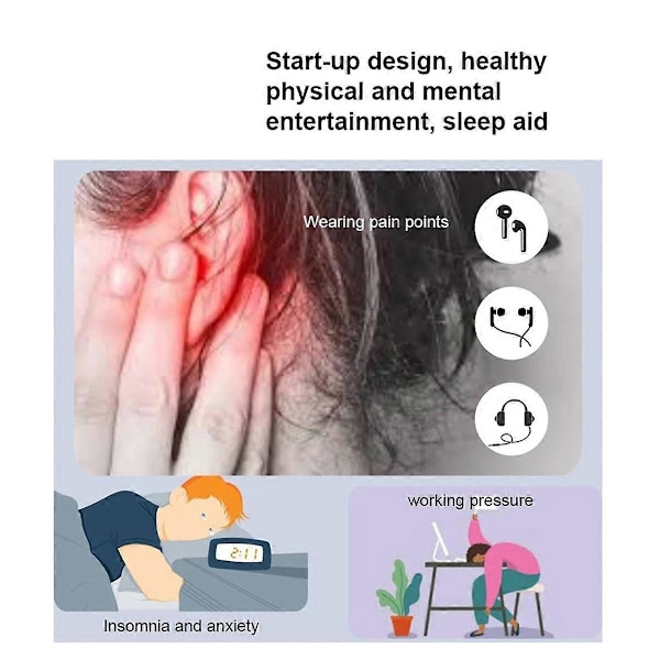 Sound Box Bone Conduction Trådløs Bluetooth Højttaler Stereo Bas Under Pude Hvid Støj Forbedre Søvn Brug Sort