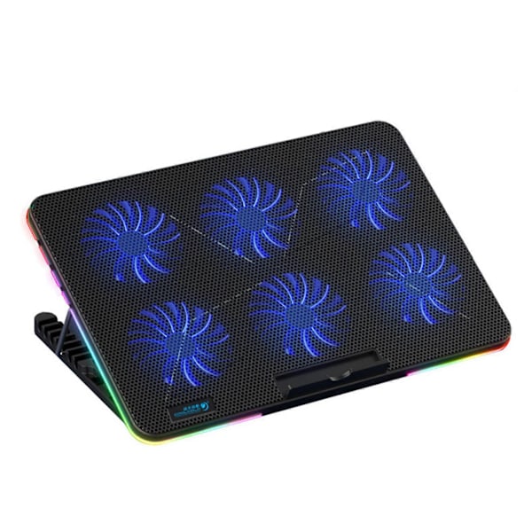 F5 RGB -kannettavan tietokoneen jäähdytin 12-17 tuumaa 6 tuuletinta Kaksois-USB-liitäntä Kannettavan tietokoneen jalusta Hiljainen jäähdytystuuletin (Symphony Edition)
