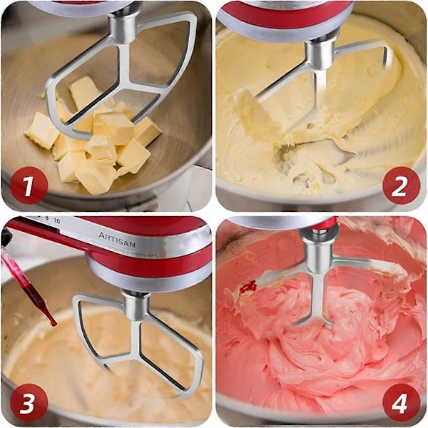 För 5QT-6QT Skål Tilt-Head Ståmixer Tillbehör Rostfritt Stål Platt Visp + Spiral Degkrok