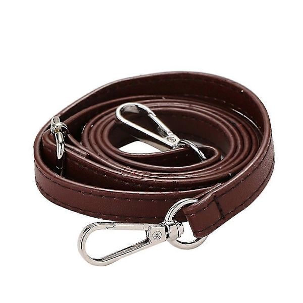 Justerbar Lång Läder Crossbody Axelväska Ersättningsrem Handväska Bälte Deep Coffee  Silver Button