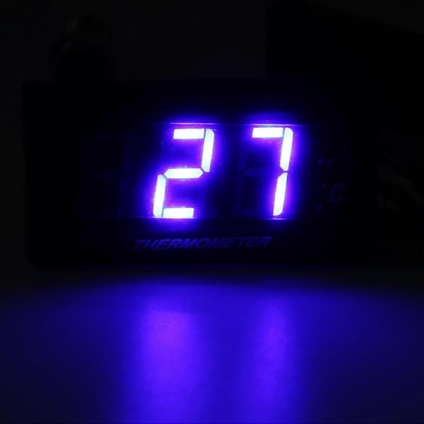 Motorcykel Digital Vandtemperaturmåler Ultratynd DC 12V LCD Med 22mm Sensoradapter til De Fleste Motorcykler Blå