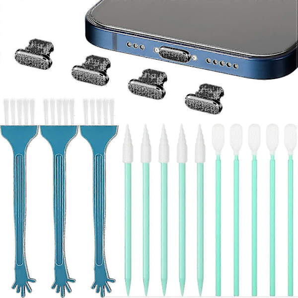 Anti-støvplugg Metall Telefon Støvplugg Kompatibel Telefonport Rengjøringsbørstesett For Iphone 11 (yu-b)