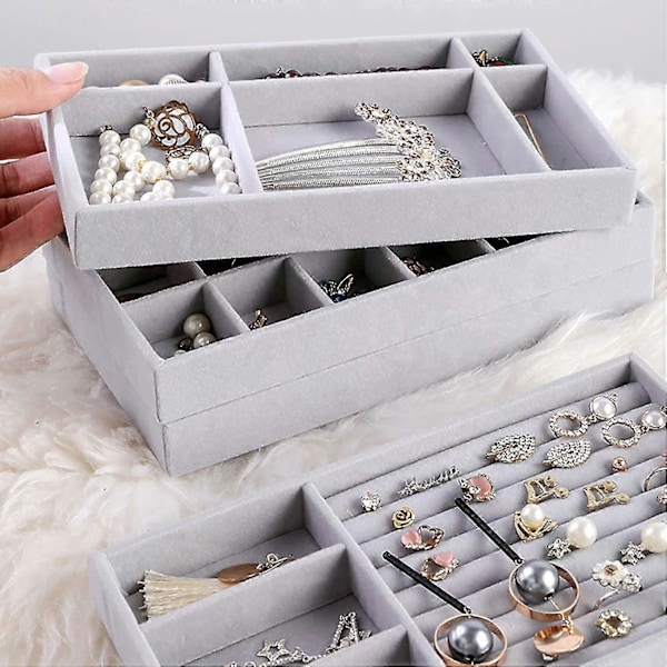 Smyckesbrickor Organizer, Stapelbar Smyckesaccessoarbricka Set