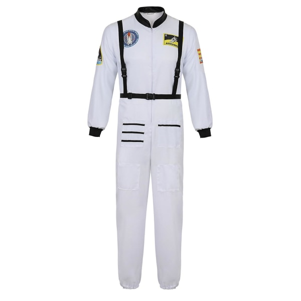 Astronautdräkt Rymddräkt Vuxen Par Cosplay Kostym White for Men XS