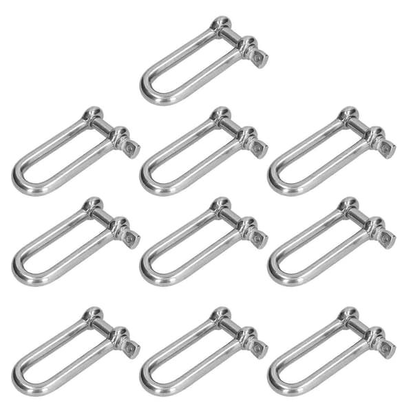 Lang D-sjækel 304 rustfrit stål lige anker skrue pin kæde wire reb connector 10 stk. M4