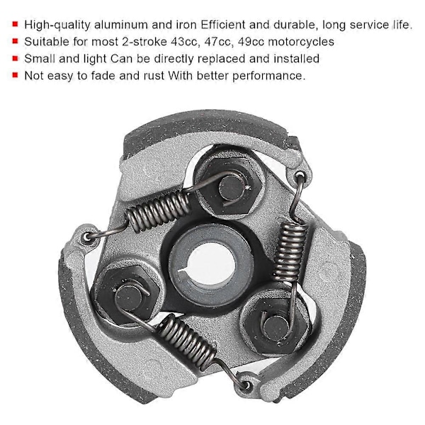 3-backars kopplingsplatta centrifugal skoter aluminium järn för 2-takts 43cc 47CC 49cc motorcykel svart