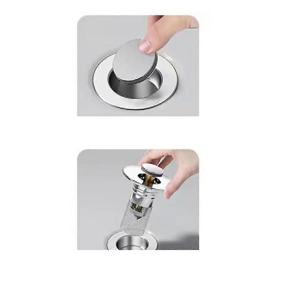 Universal -Up Avløpsstopper med en Diameter på 2.8-3.3cm Avtakbart Filter i Rustfritt Stål