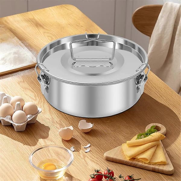 Flanform i rustfritt stål for baking 1.5QT Flanform med lokk Bærbar rund kakebakeform Flan Maker med dampstativ