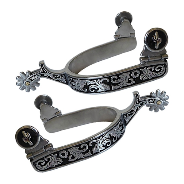 2x Hestesporer Anti-Rust Western Style Spore Til Konkurrenceudstyr Mænd Sølv Black Silver