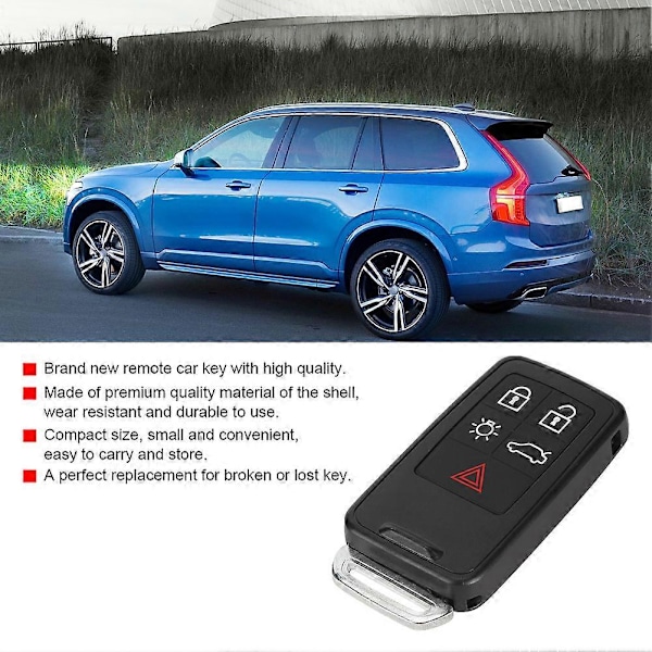 5-knaps fjernbetjent bilnøgle fob passer til XC60 2010-2017 XC70 2008-2016 KR55WK49264